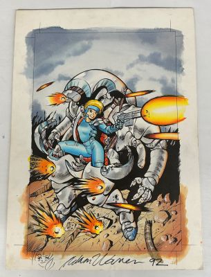 APPLESEED V3 #1 ORIGINAL COVER COMIC ART ADAM WARREN 1989 MASAMUNE SHIROW | Neat Stuff Vault