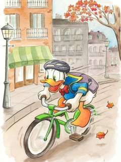 Jordi Juan Pujol - Donald Duck on a City Tour- Watercolor Painting - Original Artwork | Catawiki