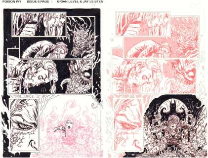 Brian Level, Jay Leisten - Poison Ivy #6 P.5 Two Page Set - Batman And Poison Ivy Vs. the Floronic Man - 2022