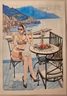 Raimondo, Luca - 1 Original colour drawing - Costa d’Amalfi - 2024 | Catawiki