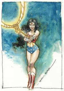 Bleda, Sergio Watercolour - Wonder Woman with Lasso - Original Painting by Sergio Bleda - Signed | Catawiki