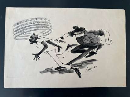 Lauzier, Gérard - 1 Original drawing - Paris-Presse - America - 1974 | Catawiki