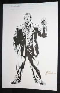 Bob Almond | Crime Lord Character Study - Blue Line Ink Art Only of Sal Velluto Pencils - Signed | Anthony’s Comic Book Art