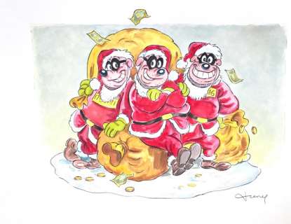 Fernandez, Tony | Original drawing   - Beagle Boys 2  - Disney Art X-Mas | Catawiki
