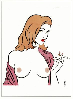 Walter Minus | Lot 450 - Pin-Up, dessin original à l’encre de chine et à l’aquarelle. | Septimus