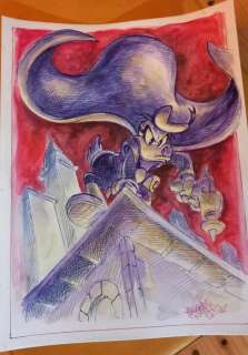 Alessandro Gottardo - 1 Watercolour - Donald Duck - "Purple Night" - 2022 | Catawiki