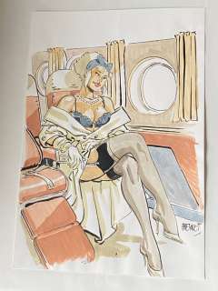 Meynet, Félix - 1 Original colour drawing - Mirabelle sexy en business class | Catawiki