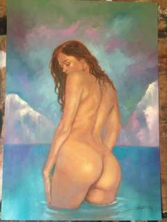 Luca Strati - Lady in the Iceland oil painting | Catawiki