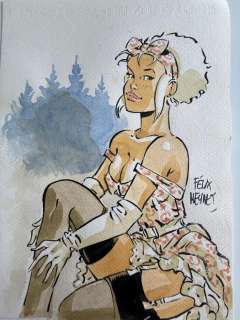 Meynet, Félix - 1 Original colour drawing - Mirabelle coquine à la Montagne | Catawiki
