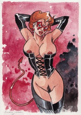 Caracuzzo, Giancarlo - 1 Original colour drawing - Pin Up - Diabla - 2025 | Catawiki