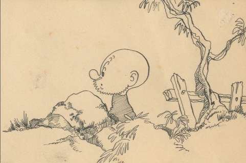 Dulieu, Jean - 1 Original drawing - Paulus de Boskabouter - "Paulus neemt rustpauze in de natuur" (jaren 1950) | Catawiki