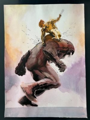 Boschi, Roland - 1 Original colour drawing - Wolverine vs. Juggernaut - 2000 | Catawiki
