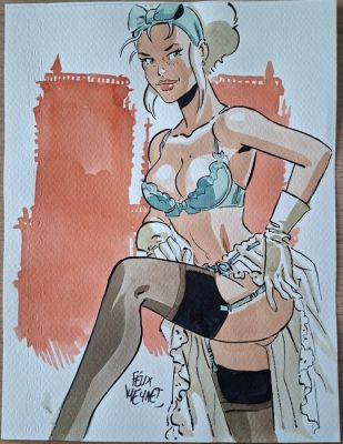 Meynet, Félix - Original colour drawing - Maribelle in Paris | Catawiki