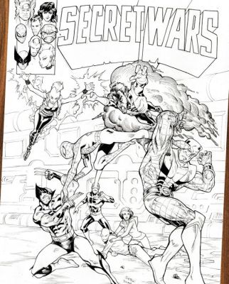 Domenech, Sergi - Secret Wars n°3 « Hommage à la couverture emblématique » - Secret Wars, Hand Signed - Original Ink Artwork | Catawiki