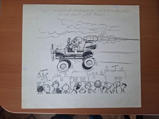 Francis (Bertrand, Francis) - 1 Original drawing - Marc Lebut et son voisin - La Ford T fait des bonds - 1980 | Catawiki