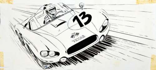 Graton, Jean (1925) | GRATON, Jean MICHEL VAILLANT. TOME 5. LE 13 EST AU DEPART. Encre de Ch | Coutau Bégarie