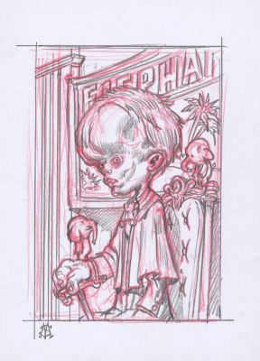 Stan Manoukian | Recherche préparatoire de l’Illustration originale, "Joseph Merrick, Elephant Man" - Les Monstres - L’Encyclopédie du Merveilleux | Daniel Maghen