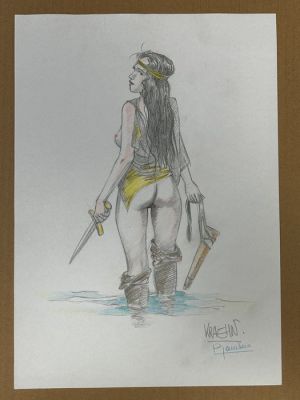 Kraehn, Jean Charles - 1 Original colour drawing - Bout d’Homme - La guerrière nue | Catawiki