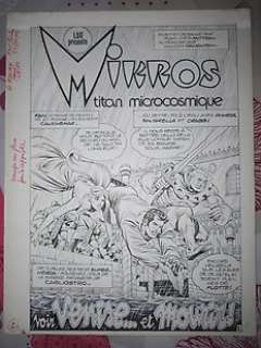 Mitton, Jean-Yves - original plate, title page (p.1) + colour layer  - Mikros episode 23  - (1982)