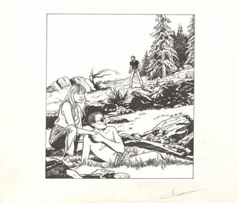 Viviane Nicaise | Illustration originale accompagnée de son bleu de mise ne couleur - California dream - Loranne | Daniel Maghen