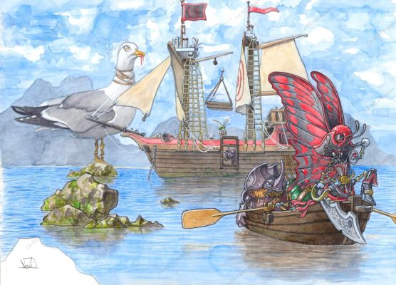Nicolas Signarbieux | Dessin Original Le bateau des pirates en Plastok | La BD s’expose