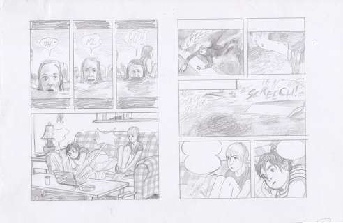 Jillian Tamaki | This One Summer - pages 142-143 pencils | The Beguiling
