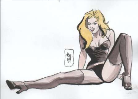 Bernet, Jordi | original pinup Ink & Watercolour "Underwear Blonde" | Catawiki