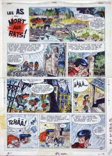 Greg (Michel Regnier, Dit. 1931-1999) | Les AS. Mort aux rats. Encre de Chine et calques de mises en couleurs pour les 7... | Coutau Bégarie