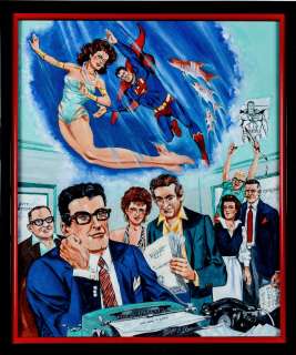 Wayne Boring - Clark Kent, Superman, Jerry & Joanne Siegel, Joe Shuster,Â Wayne Boring,Lori Lemaris, Perry White, Lois Lane Large Painting (1985)