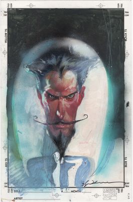 Bill Sienkiewicz | Illustrazione originale per Rogues Gallery #1, the supervillain  ‘KADABRA’. Dimensioni cm. 28 x 43. Firmata. DC COMICS  1996. Curiosamente realizzata su cartoncino Marvel. | Art e Fumetto