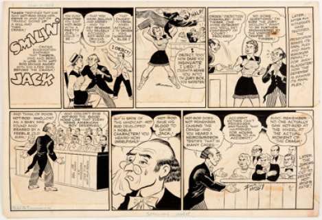 Zack Mosley Smilin’ Jack Sunday Comic Strip dated 6-11-50 Original Art (Chicago Tribune, 1950). Hot-Rod’s fate - | Heritage