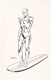 John Buscema and Dan Adkins - Silver Surfer Illustration Original Art (1999). The silver sentinel of the - | Heritage