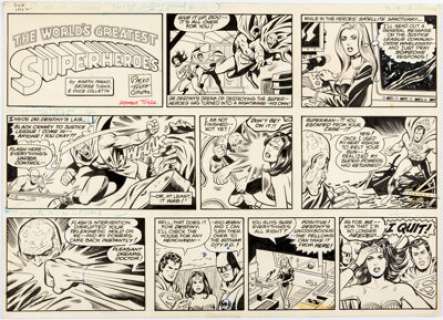 George Tuska and Vince Colletta World’s Greatest Superheroes Sunday Comic Strip Original Art dated 10-22-78 - | Heritage