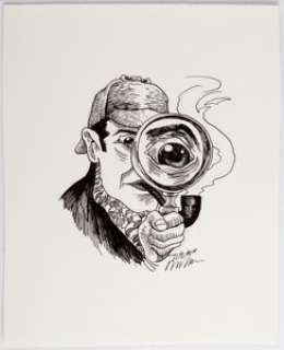 Tony Millionaire 500 Portraits Sherlock Holmes Sketch Original Art (Fantagraphics, 2011)....