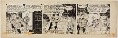 Wayne Boring (as Joe Shuster) Superman Daily Comic Strip #1793 Original Art dated 10-4-44 (DC Comics/McClure Newsp... | Heritage