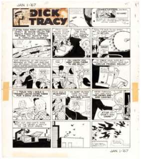 Chester Gould Dick Tracy Sunday Comic Strip Original Art, dated 1-1-67 (Chicago Tribune Syndicate, 1967). ... | Heritage