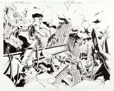  - Leandro Fernandez and Francisco Paronzini StormWatch: PHD: Armageddon #1 Double-Page Splash 4-5 Void Original Art ...
