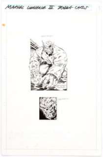 Kirk Jarvinen and Jimmy Palmiotti 1992 Impel Marvel Universe III Trading Card #101 "Abomination" Original Art (Imp...