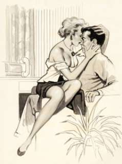 Men’s Magazine Artist - Man and Woman Illustration Original Art (c. 1950s).... | Heritage