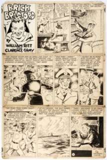 Clarence Gray Brick Bradford Sunday Comic Strip Original Art dated 4-21-46 (King Features Syndicate, 1946)....
