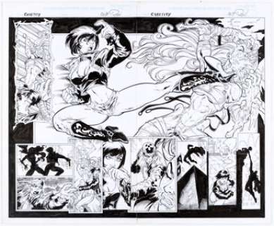 Ron Adrian and Rob Lean Chastity: Heartbreaker #1 Double Splash Page 6-7 Original Art (Chaos Comics, 2002). A -