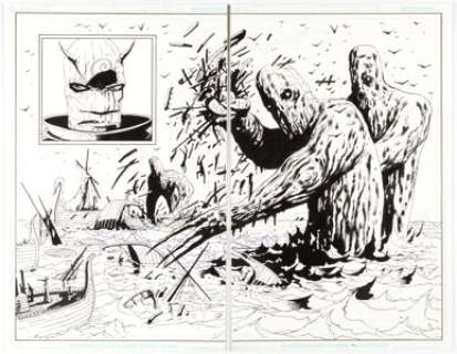 Dean Ormston Books of Magick: Life During Wartime  #3 Double Splash Pages 18-19 Original Art (DC/Vertigo, 2002). -