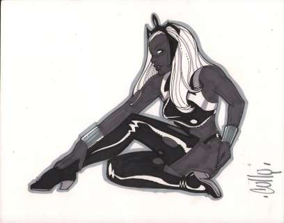 Cully Hamner | Storm Sitting Greyscale Commission - Signed | Anthony’s Comic Book Art