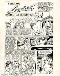 Bob Powell - Original Art for Hi-School Romance #3, Complete 6-page Story, "I Was the Loneliest Girl in - | Heritage