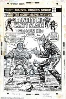 Larry Lieber - Original Cover Art for Mighty Marvel Western #28 (Marvel, 1973). Rawhide Kid takes his best shot at - | Heritage
