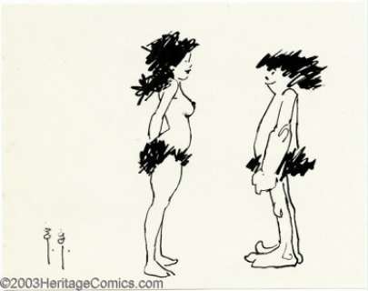 Frank Frazetta - Original Sketch, "Caveboy and Cavegirl" (undated). Love is... never having to grunt - | Heritage