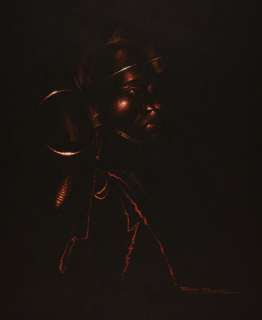 Maasai Warrior drawn and signed by Frank Bellamy (1960s). Terra cotta pastel on… | Comic Book Auctions ltd