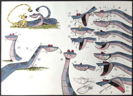 Wasterlain, Marc - Dessin original - Le Marsupilami et le Boa | Catawiki