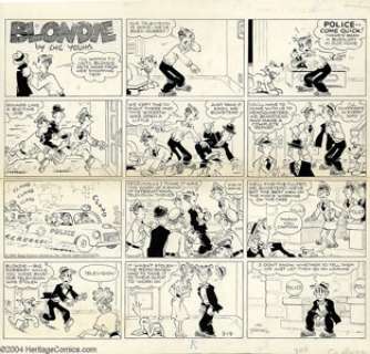 Chic Young - Original Comic Strip Art for Blondie Sunday dated 3-19-61 (King Features Syndicate Inc., 1961). - | Heritage