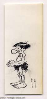 Frank Frazetta - Original Sketch of Standing Comical Caveman (undated). Tight pen and ink sketch of a humorous - | Heritage